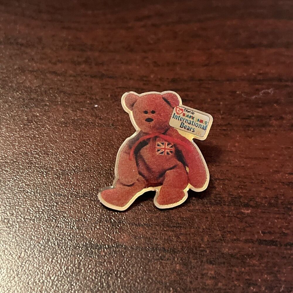 McDonald’s Ty Teenie Beanie Babies International Bears Britannia Lapel Hat Pin